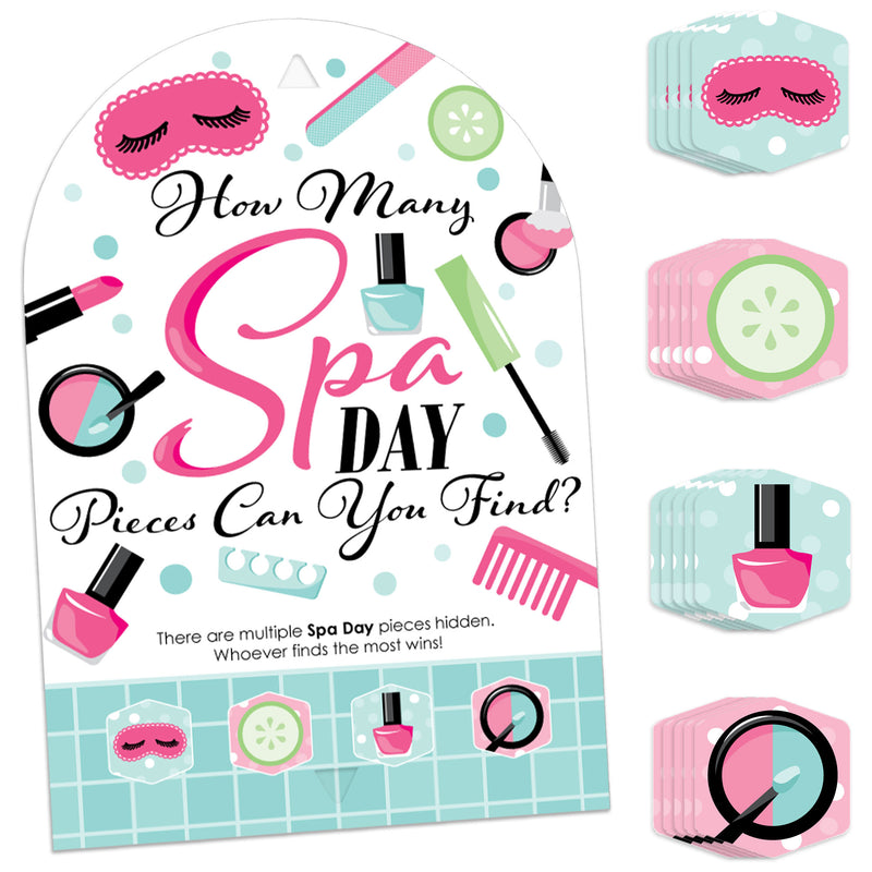 Spa Day - Girls Makeup Party Scavenger Hunt - 1 Stand and 48 Game Pieces - Hide and Find Game