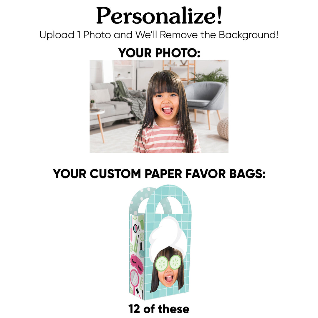 Custom Face Spa Day Paper Favor Bags - 12 Ct