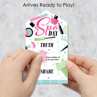 Spa Day - Girls Makeup Party Game Pickle Cards - Truth, Dare, Share Pull Tabs - Set of 12