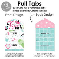 Spa Day - Girls Makeup Party Game Pickle Cards - Truth, Dare, Share Pull Tabs - Set of 12
