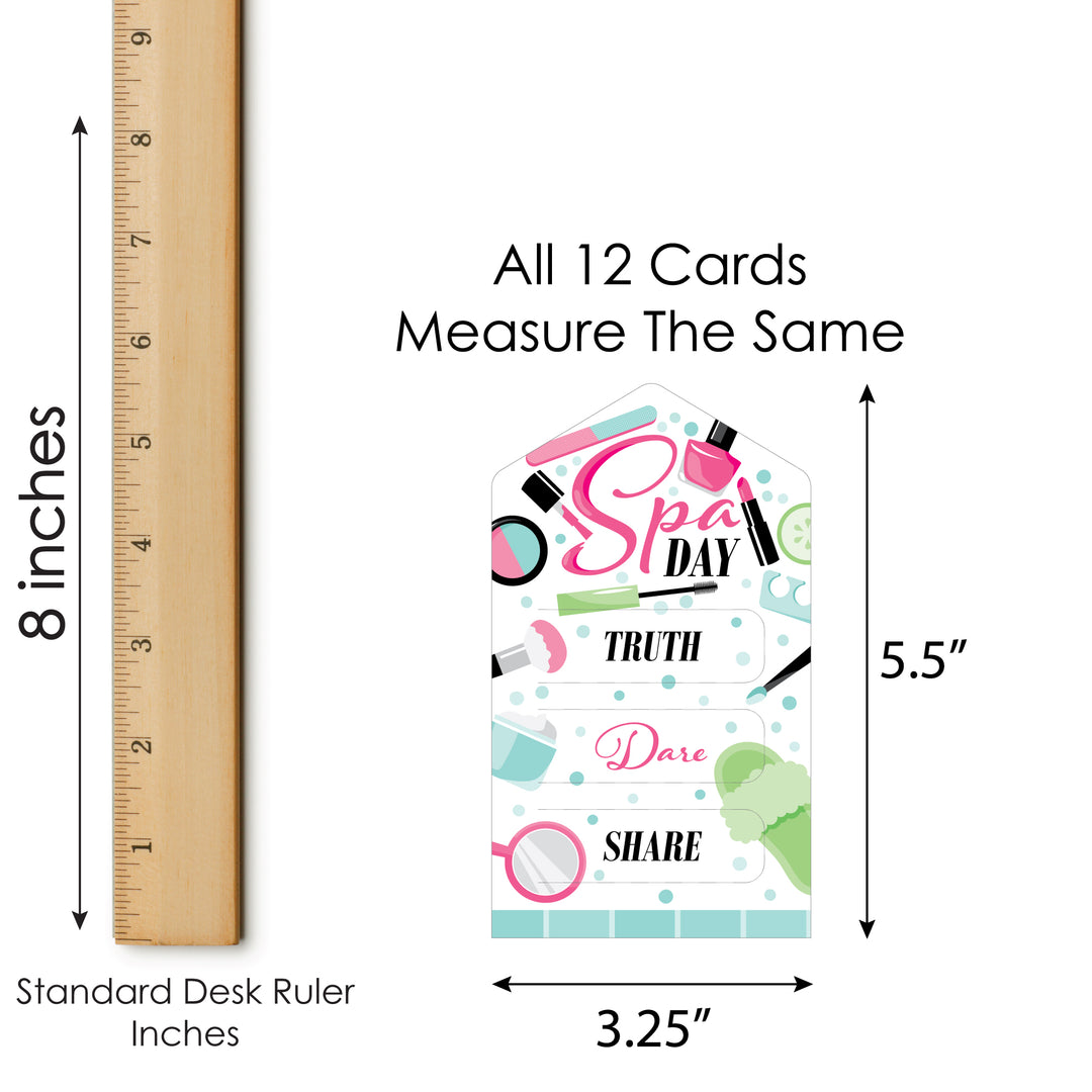 Spa Day - Girls Makeup Party Game Pickle Cards - Truth, Dare, Share Pull Tabs - Set of 12
