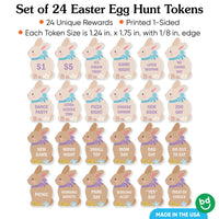 Set of 24 Spring Bunny Easter tokens sized 1.25 x 1.75 inches