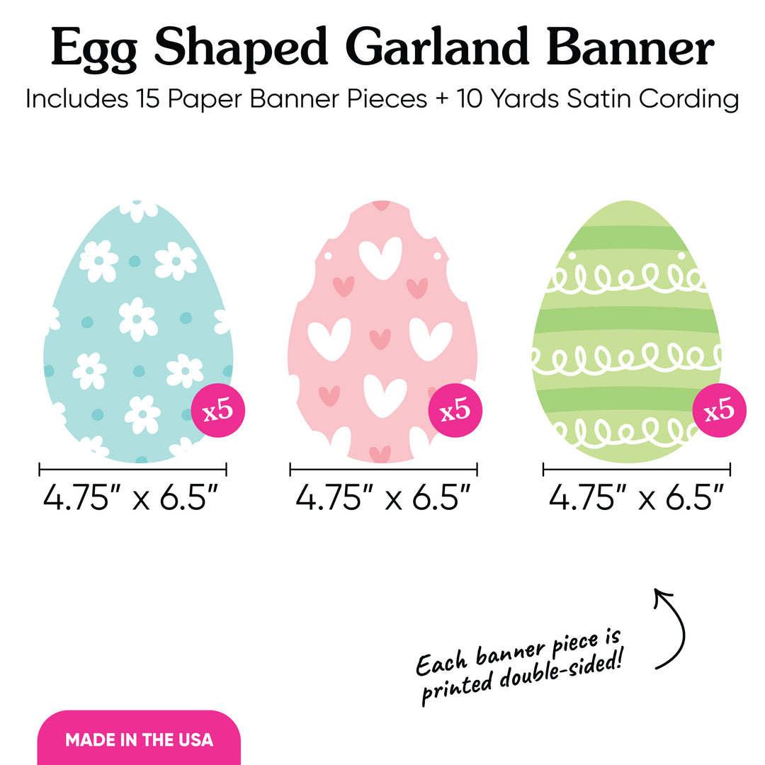 Easter Egg Garland Banner - 15 Pc