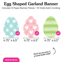 Easter Egg Garland Banner - 15 Pc