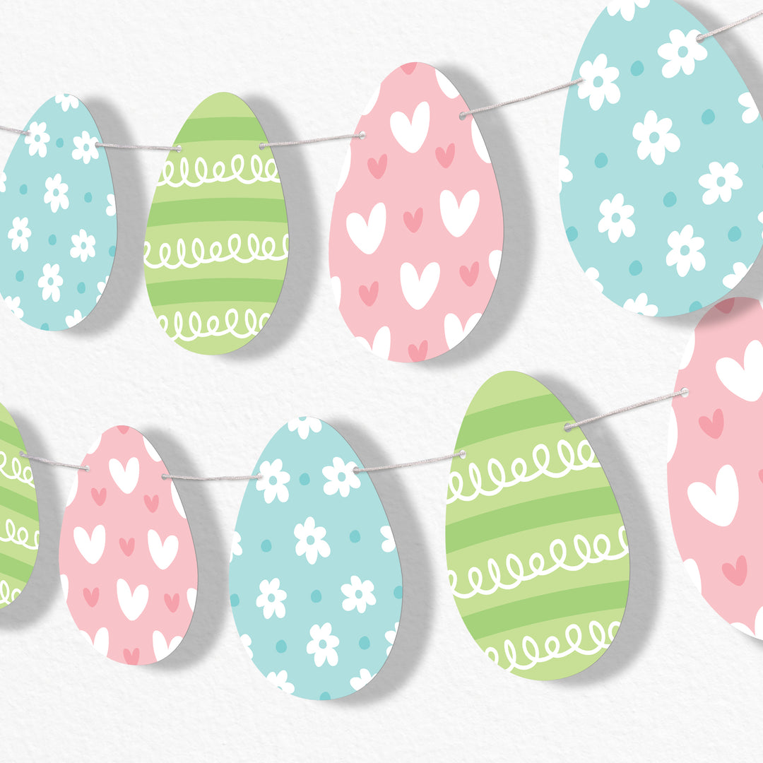 Easter Egg Garland Banner - 15 Pc