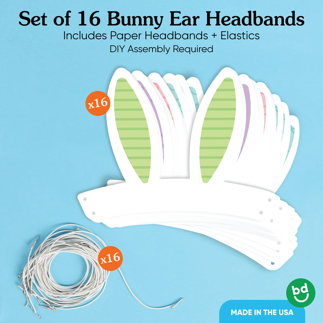 Easter Bunny Ears Headbands - 16 Ct