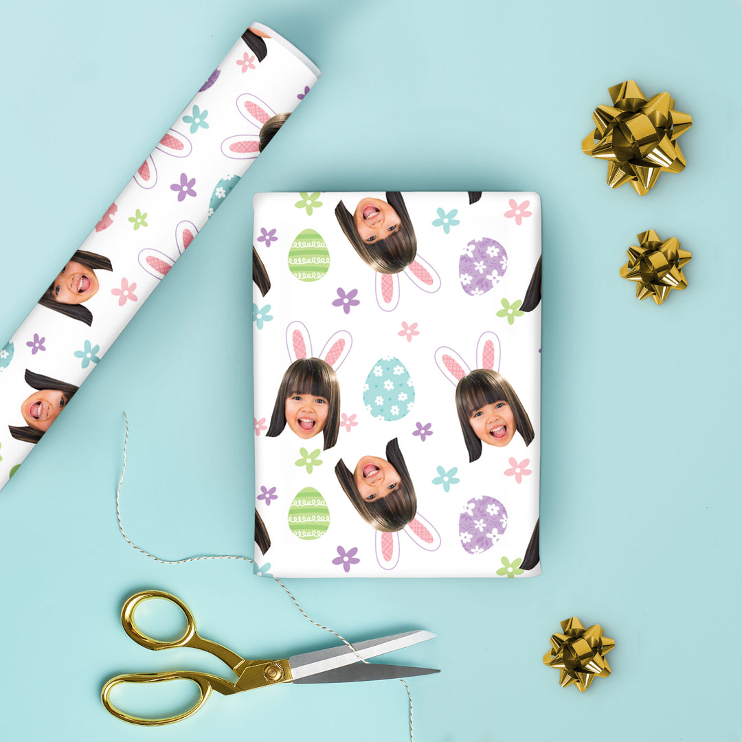 Custom Face Wrapping Paper - Spring Easter Bunny