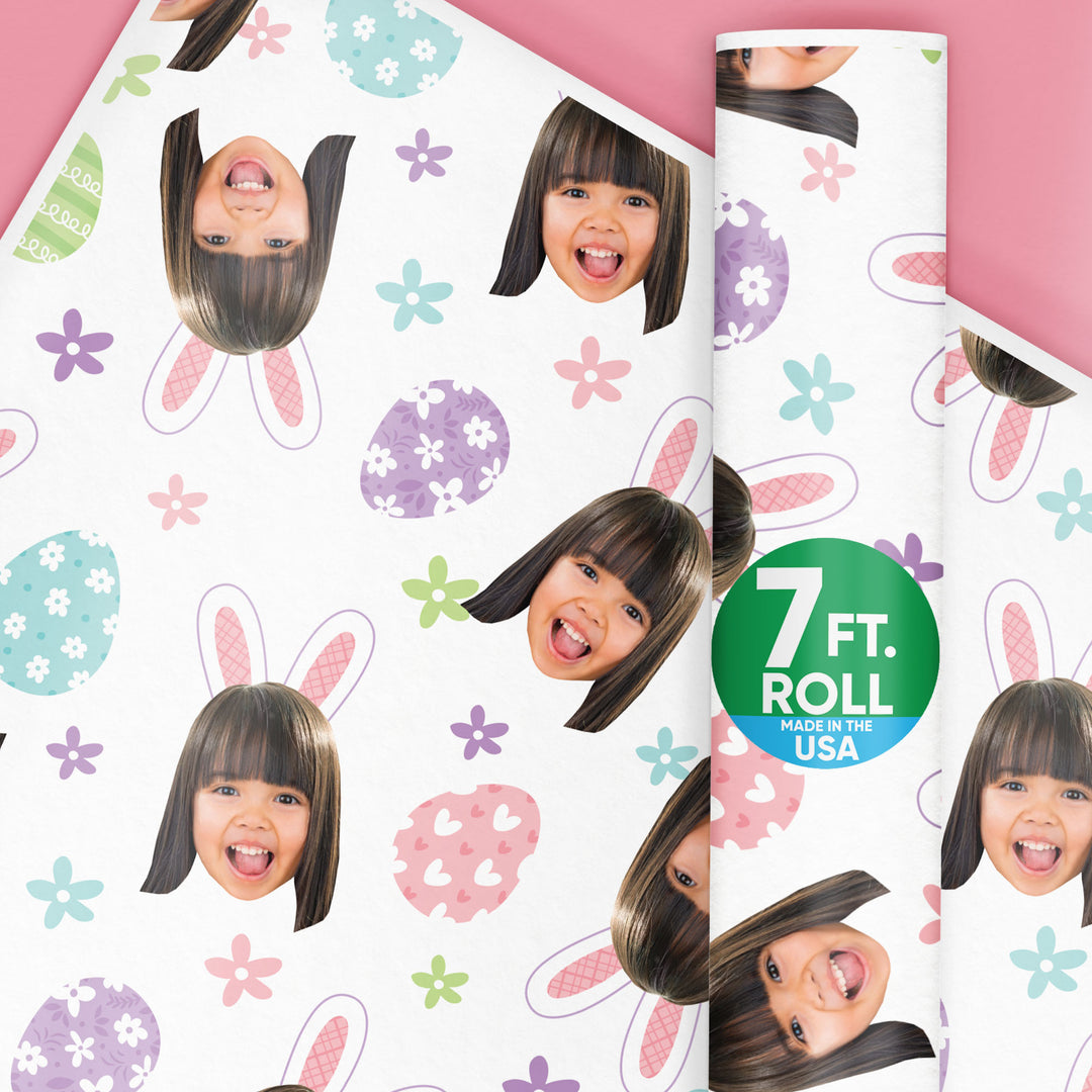 Custom Face Wrapping Paper - Spring Easter Bunny