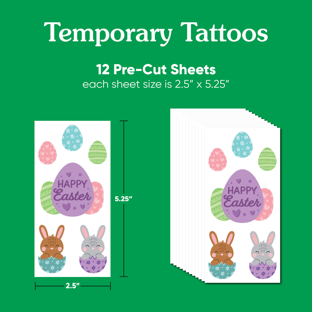 Spring Easter Bunny Temporary Tattoos - 72 Ct