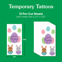 Spring Easter Bunny Temporary Tattoos - 72 Ct