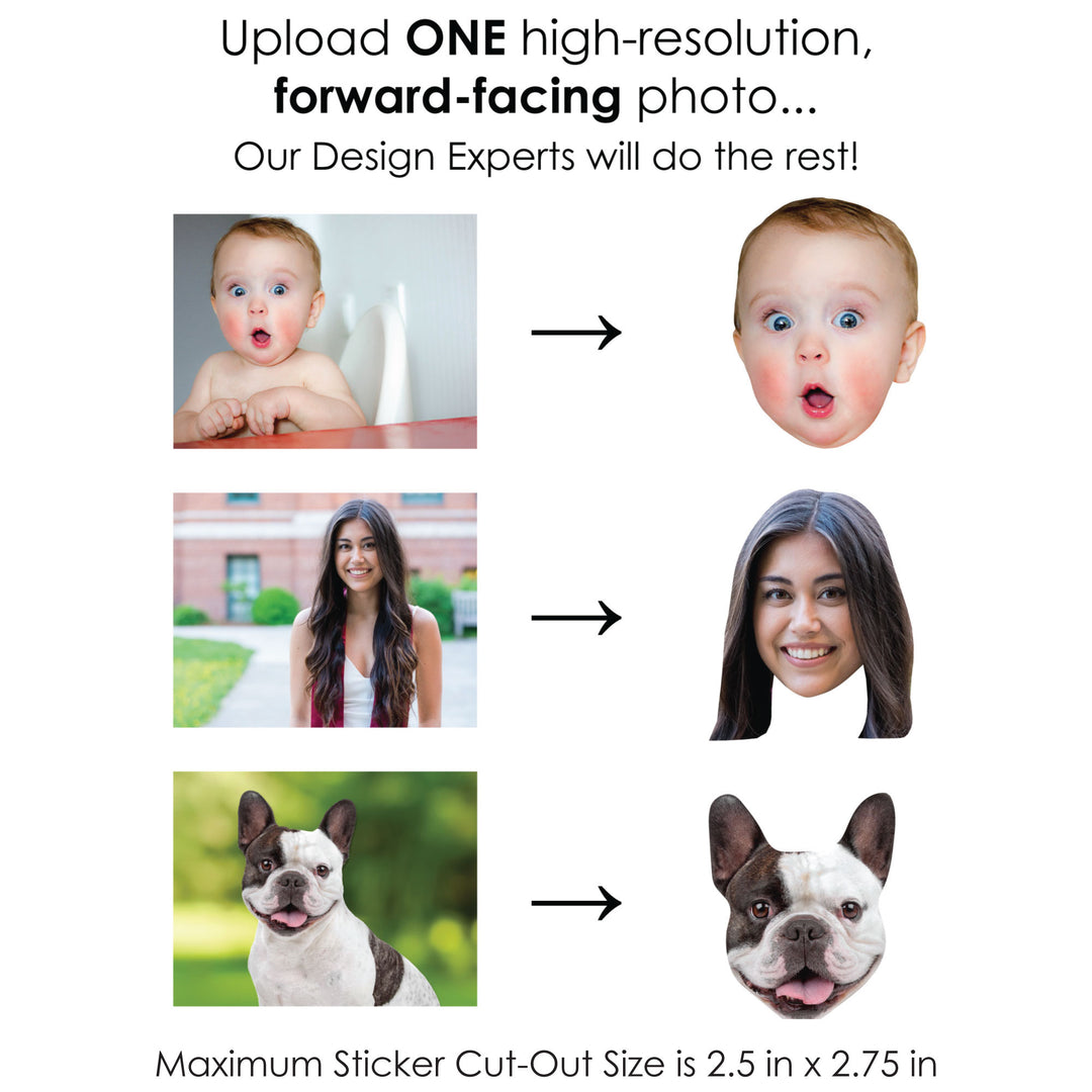 Custom Photo Fun Face Cut-Out Stickers - Set of 24