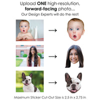 Custom Photo Fun Face Cut-Out Stickers - Set of 24