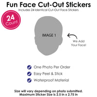 Custom Photo Fun Face Cut-Out Stickers - Set of 24
