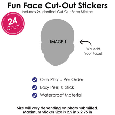 Custom Photo Party Favors - Fun Face Cut-Out Stickers - Set of 24