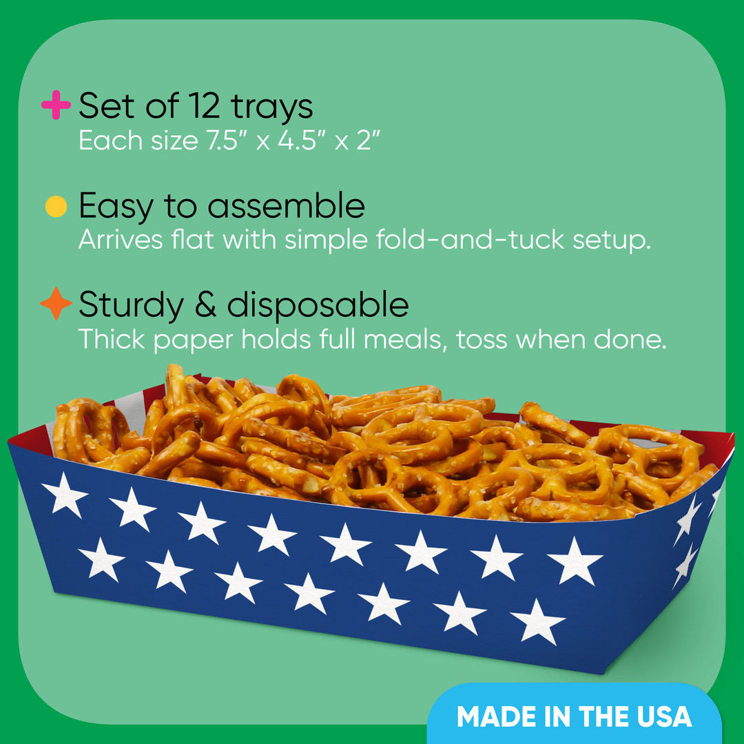 Red white and blue striped food tray close up patriotic design detail