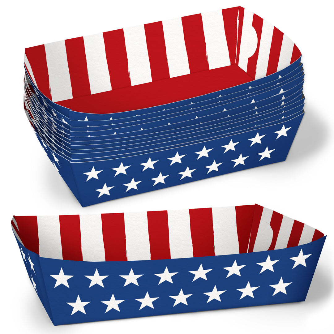Stars & Stripes paper food trays patriotic serving trays 4th of July party