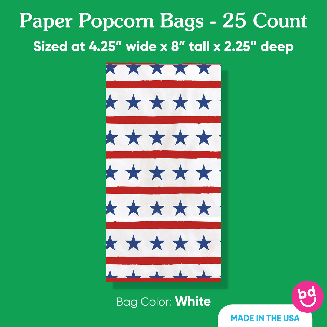 25 count patriotic popcorn bags quantity display