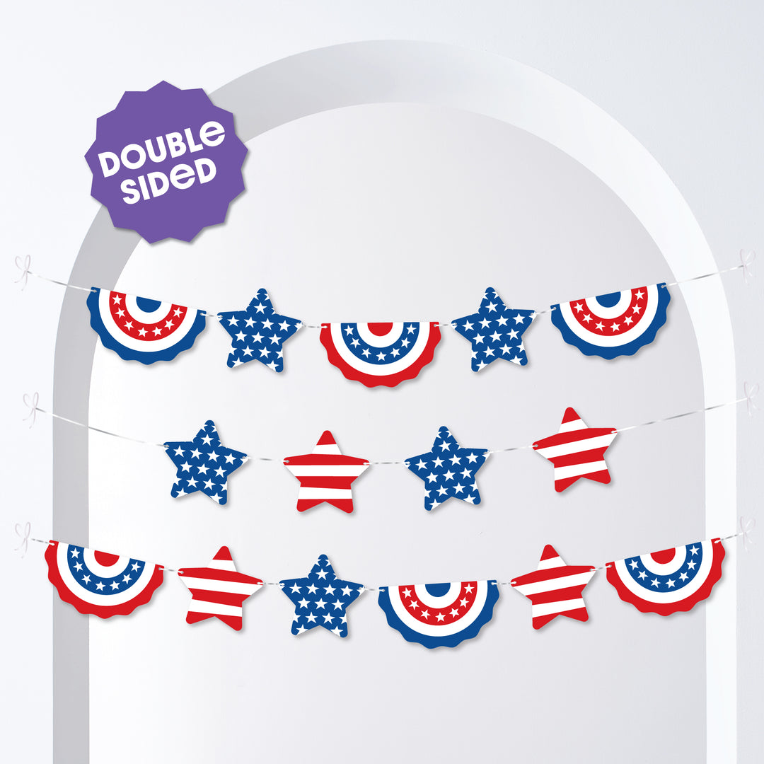 Stars & Stripes Garland Banner - 15 Pc