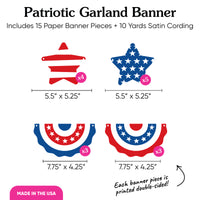 Stars & Stripes Garland Banner - 15 Pc