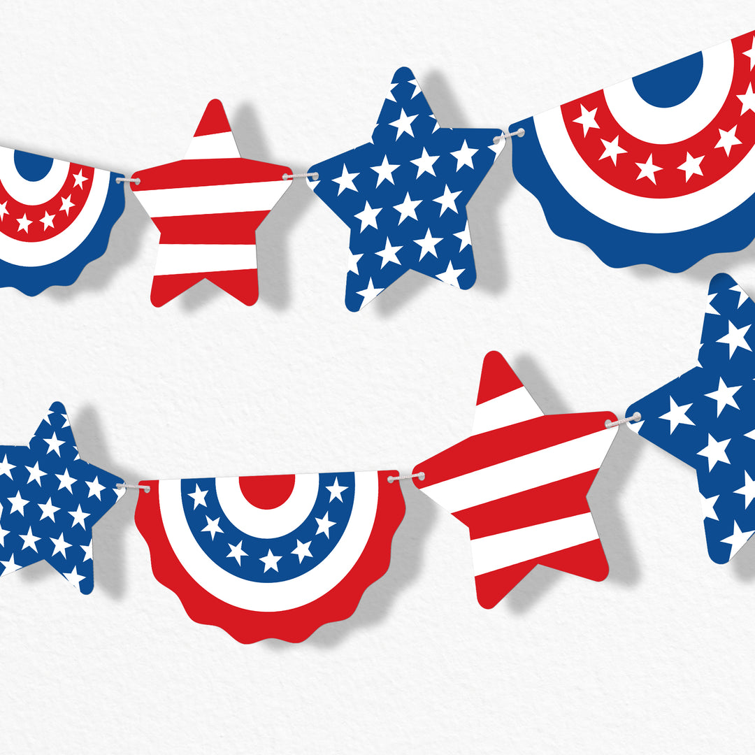 Stars & Stripes Garland Banner - 15 Pc