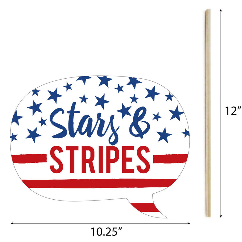 Stars & Stripes - Memorial Day, 4th of July and Labor Day USA Patriotic Party Photo Booth Props Kit - 20 Count