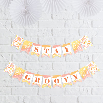 Stay Groovy - Boho Hippie Party Mini Pennant Banner - Stay Groovy