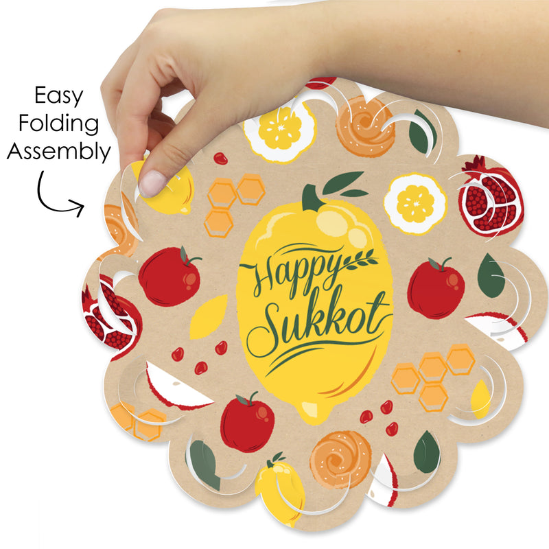 Sukkot - Sukkah Jewish Holiday Round Table Decorations - Paper Chargers - Place Setting For 12