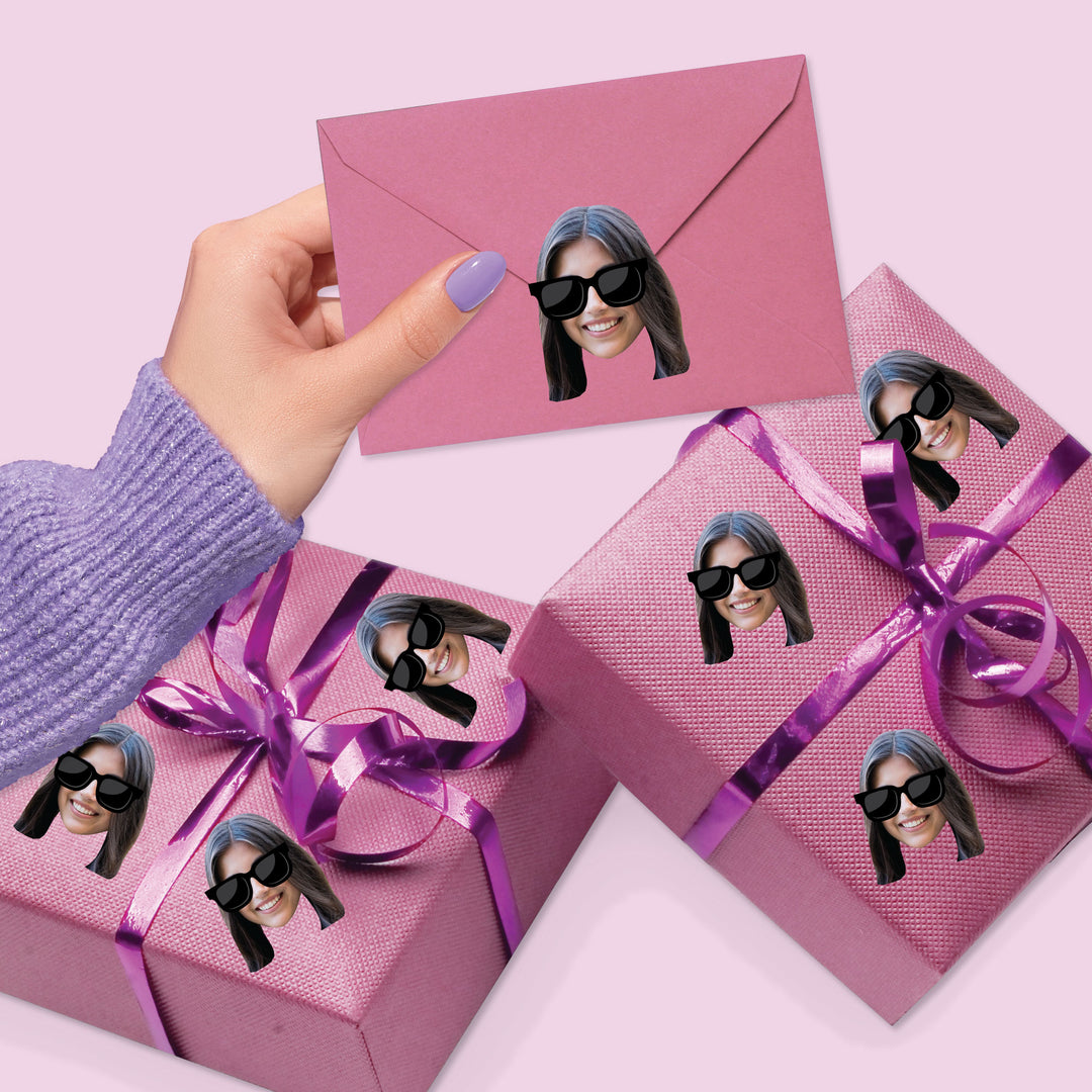 Custom Photo Sunglasses Fun Face Cut-Out Stickers - Set of 24