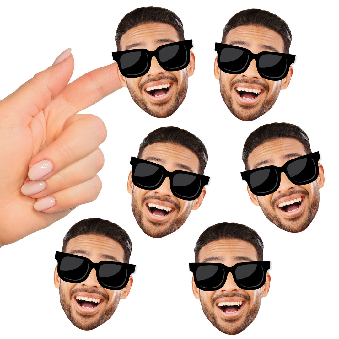 Custom Photo Sunglasses Fun Face Cut-Out Stickers - Set of 24