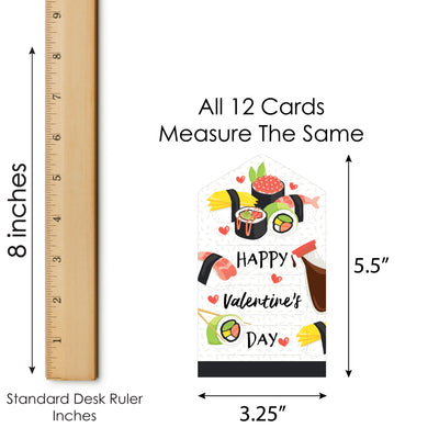 Let's Roll - Sushi - Cards for Kids - Happy Valentine’s Day Pull Tabs - Set of 12