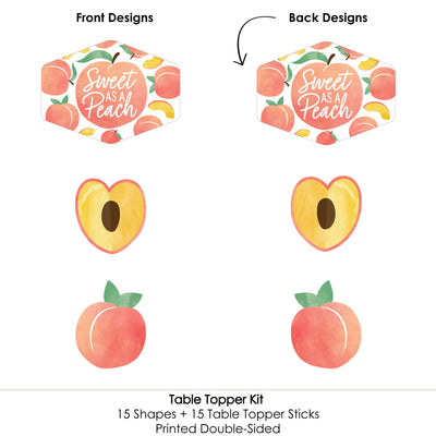 Sweet as a Peach - Fruit Themed Baby Shower or Birthday Party Centerpiece Sticks - Table Toppers - Set of 15