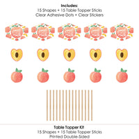 Sweet as a Peach - Fruit Themed Baby Shower or Birthday Party Centerpiece Sticks - Table Toppers - Set of 15