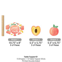 Sweet as a Peach - Fruit Themed Baby Shower or Birthday Party Centerpiece Sticks - Table Toppers - Set of 15