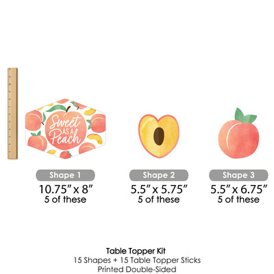 Sweet as a Peach - Fruit Themed Baby Shower or Birthday Party Centerpiece Sticks - Table Toppers - Set of 15