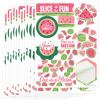 Sweet Watermelon - Fruit Party Favor Sticker Set - 12 Sheets - 120 Stickers