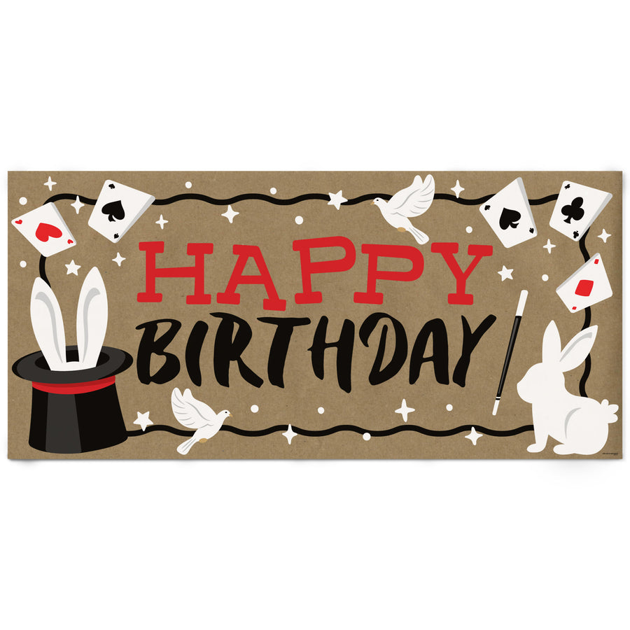 Magic Show happy birthday kraft paper banner magician theme