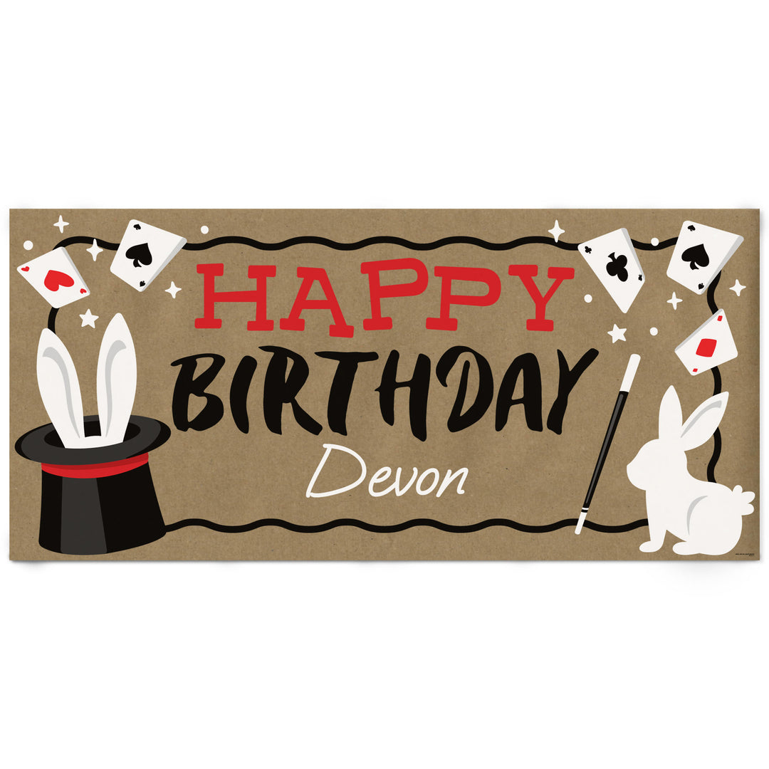 Personalized Magic Show Happy Birthday kraft banner
