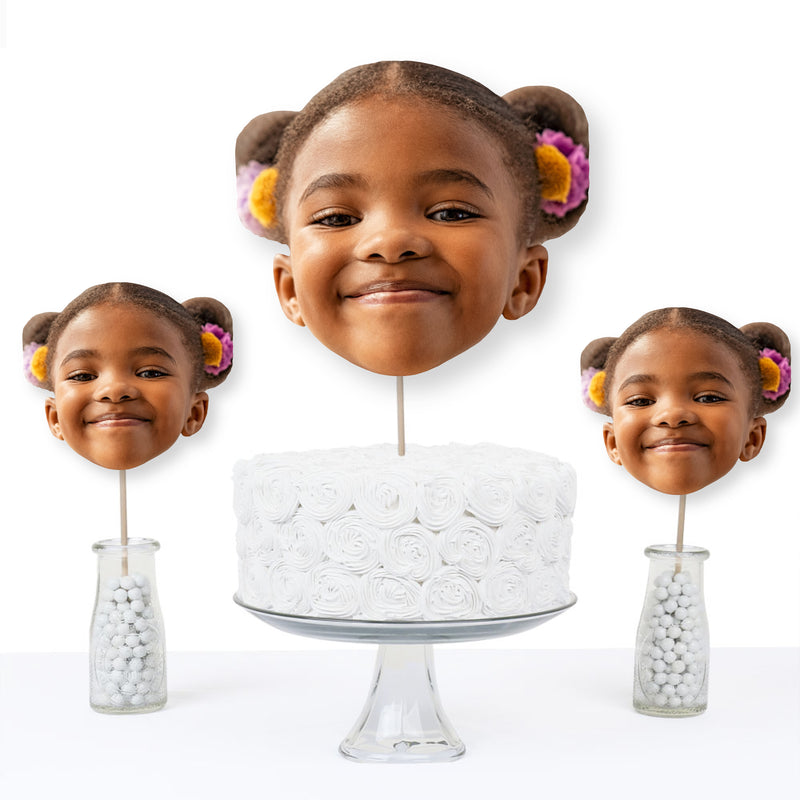 Fun Face Cutout Centerpiece Sticks - Custom Photo Head Cut Out Table Toppers - Upload 1 Photo - Set of 15