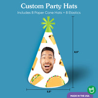 Custom Taco Bout Fun Cone Hats - 8 Ct