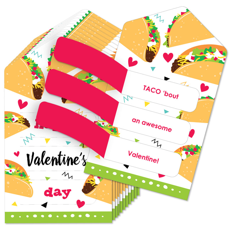 Taco ‘Bout Fun - Fiesta Cards for Kids - Happy Valentine’s Day Pull Tabs - Set of 12