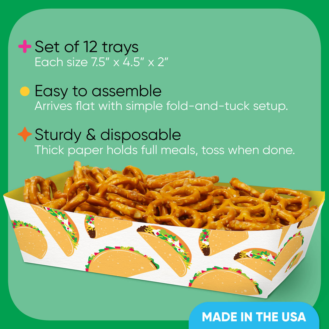Taco Bout Fun Paper Food Trays - 12 Ct