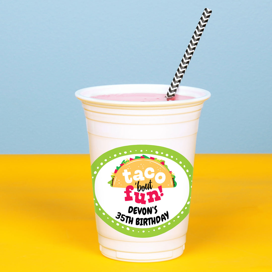 Custom Text Party Cups - Taco Bout Fun - 16 Ct