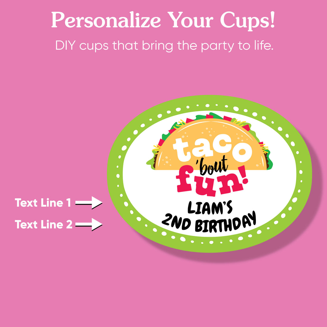 Custom Text Party Cups - Taco Bout Fun - 16 Ct
