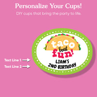 Custom Text Party Cups - Taco Bout Fun - 16 Ct