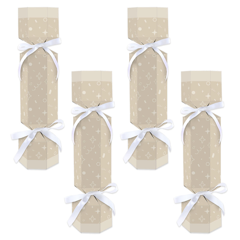 Tan Confetti Stars - No Snap Simple Party Table Favors - DIY Cracker Boxes - Set of 12
