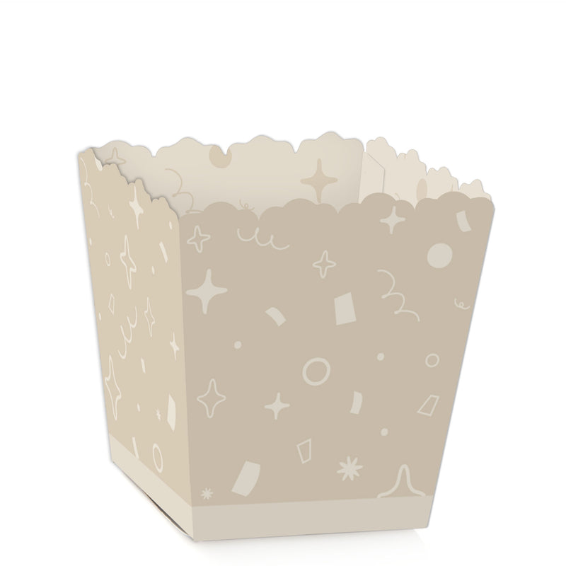 Tan Confetti Stars - Party Mini Favor Boxes - Simple Party Treat Candy Boxes - Set of 12