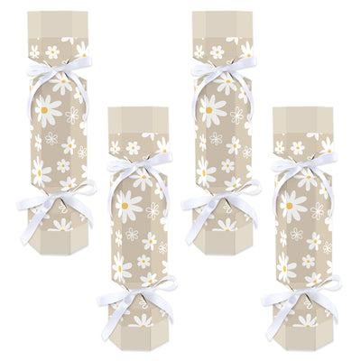 Tan Daisy Flowers - No Snap Floral Party Table Favors - DIY Cracker Boxes - Set of 12