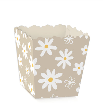 Tan Daisy Flowers - Party Mini Favor Boxes - Floral Party Treat Candy Boxes - Set of 12