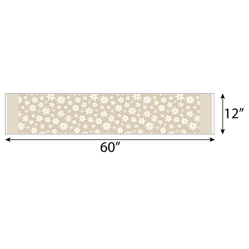Tan Daisy Flowers - Petite Floral Party Paper Table Runner - 12 x 60 inches