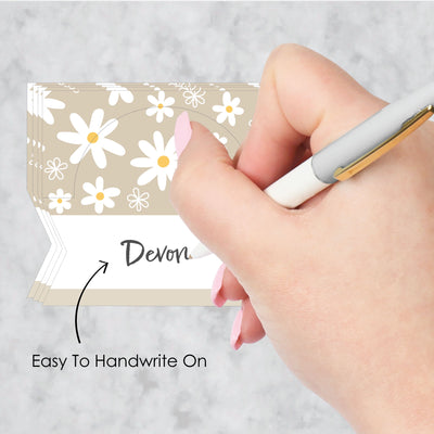 Tan Daisy Flowers - Floral Party Tent Buffet Card - Table Setting Name Place Cards - Set of 24